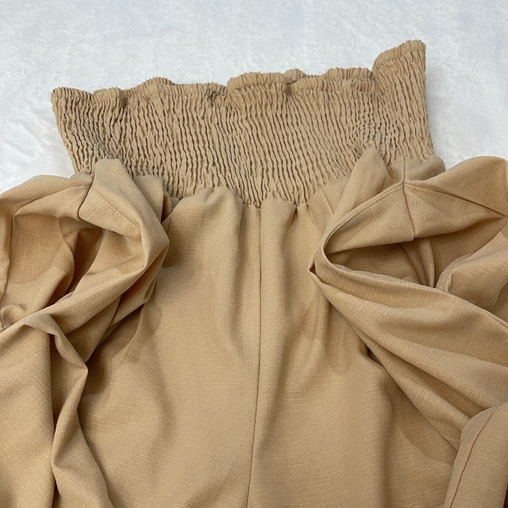 UNBRANDED WOMENS SIZE XL Beige Wide-Leg PALAZZO Pants with Elastic Waist - Picture 5 of 6